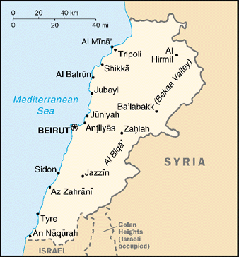 map of lebanon and jordan. Middle East Interactive Map